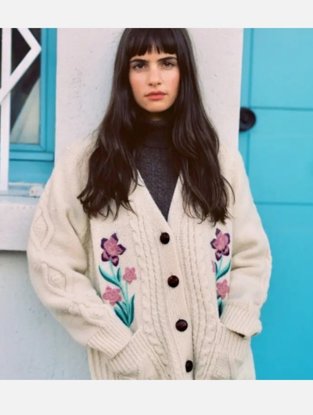 ROUJE GUSTAVE WOOL EMBROIDERED CARDIGAN